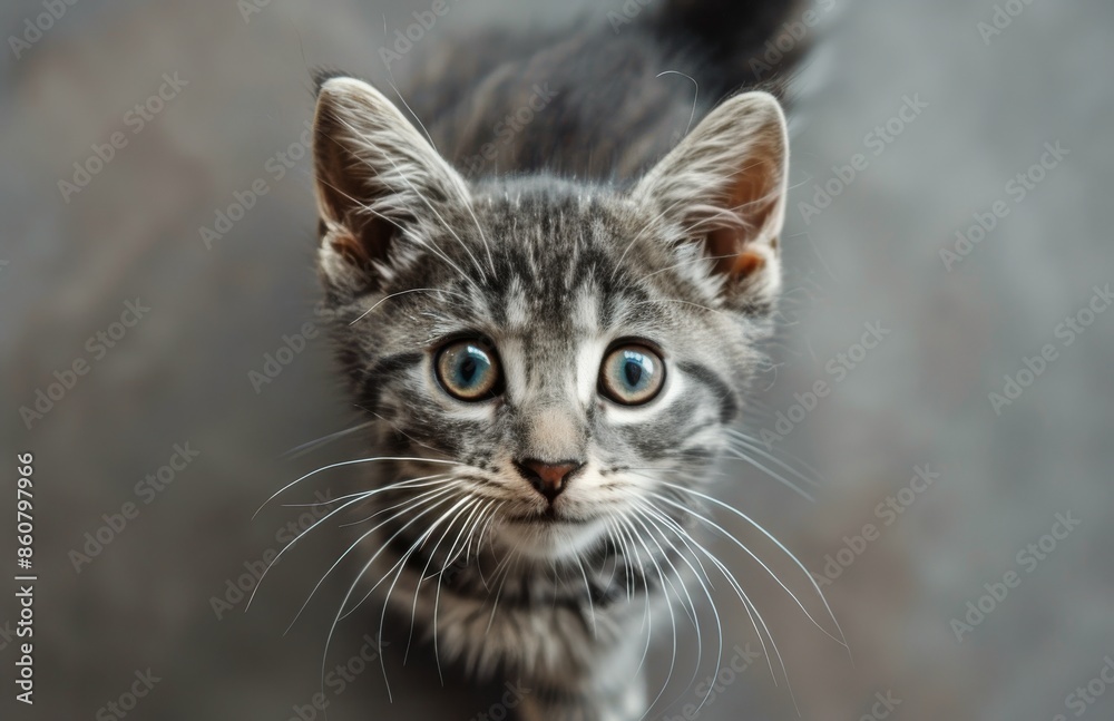 Close Up of Tabby Kitten With Green Eyes Looking at Camera Close Up of Tabby Kitten With Green Eyes Looking at Camera