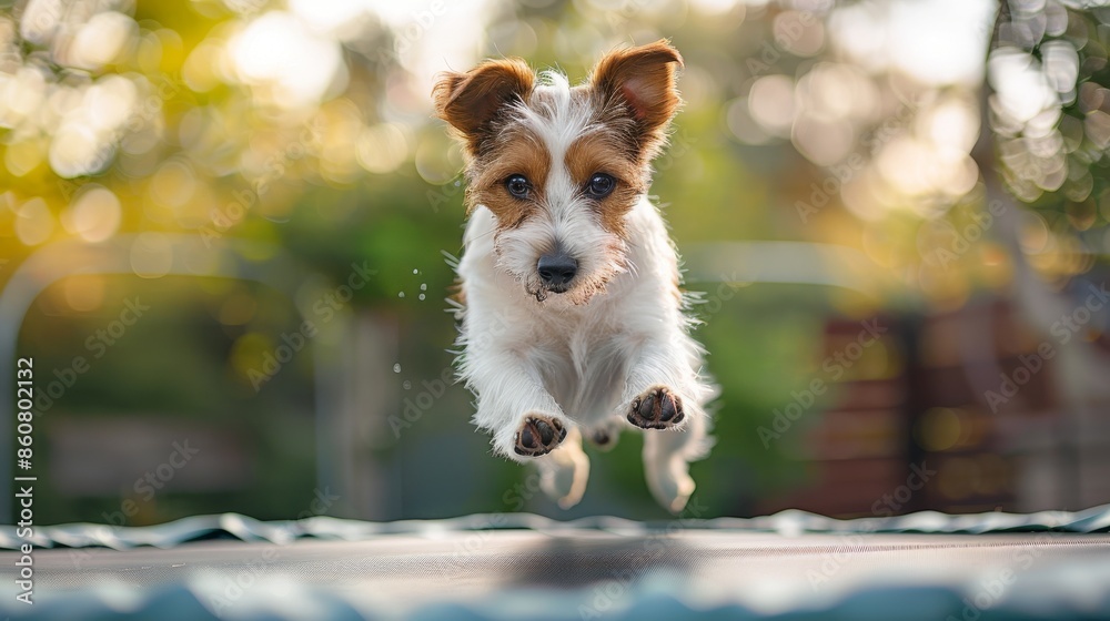 dog is jumping on a trampoline ai generated dog is jumping on a trampoline ai generated