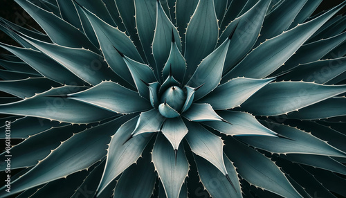 Mexican blue agave, plant for making tequila, agave mexico mezcal close up beautiful detail