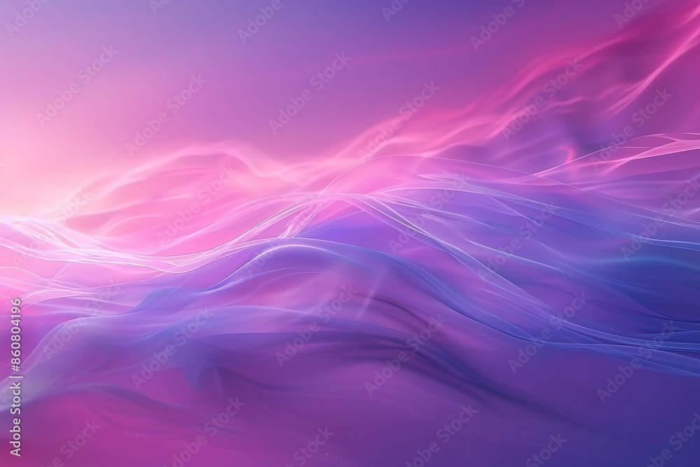 Naklejka premium Abstract background with smooth lines in purple and pink colors, Ai Generated