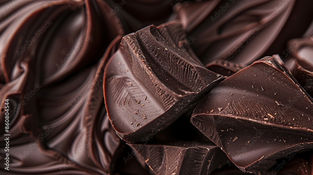 Obraz premium Close-Up of Dark Chocolate Pieces
