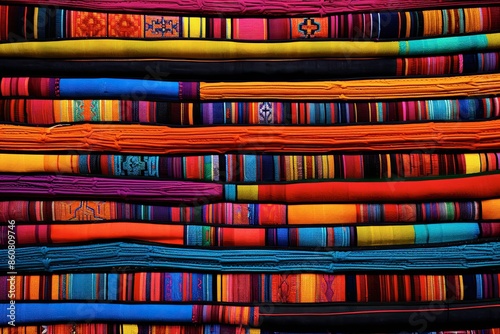 Vibrant Threads: Latin Tapestry – A Colorful Woven Textile Background