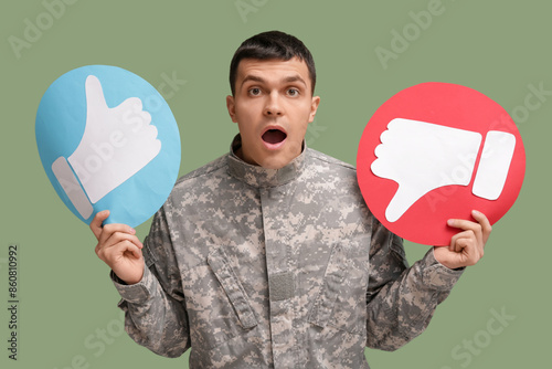 Young shocked male soldier ...