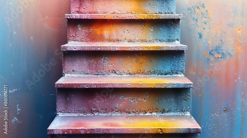 Colorful Urban Stairs: A Journey of Creativity and Progress