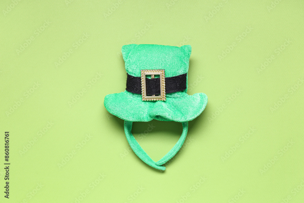 Leprechaun hat on green background. St. Patrick's Day celebration