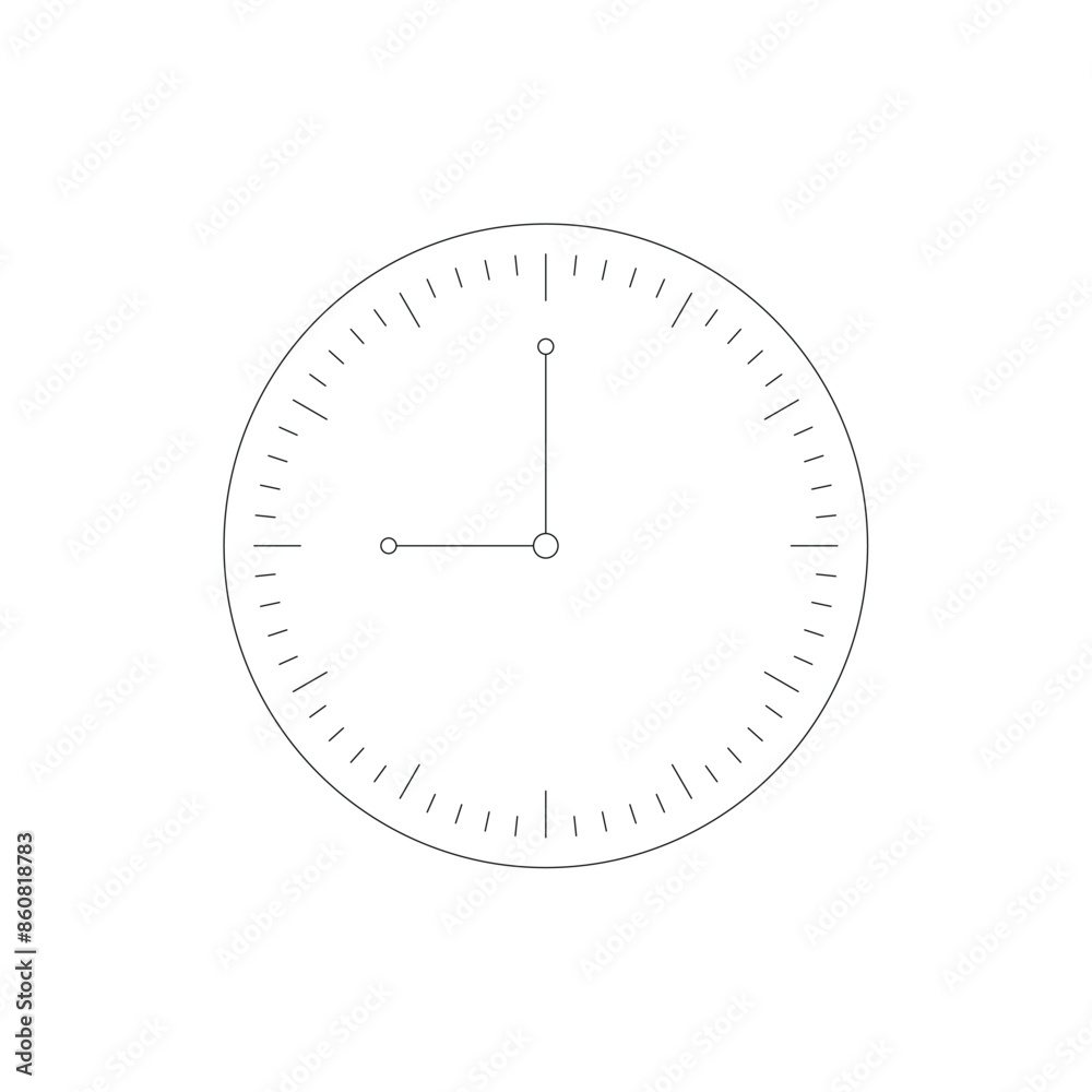Analog watch concept with very slim lines. elegant analog clock symbol on white background Analog watch concept with very slim lines. elegant analog clock symbol on white background