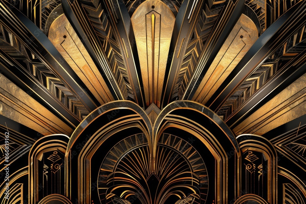Art Deco Geometric Pattern - Gold and Black Design - Concept of Luxurious Elegance Art Deco Geometric Pattern - Gold and Black Design - Concept of Luxurious Elegance