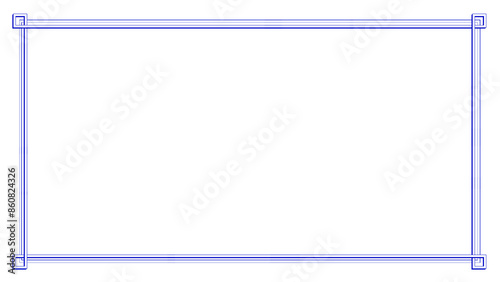 Elegant Blue Geometric Border for Certificates and Invitations on Transparent PNG