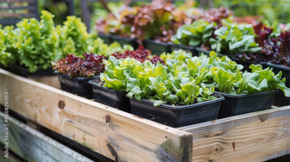 Freshly Planted Lettuce Seedlings in Black Pots Freshly Planted Lettuce Seedlings in Black Pots