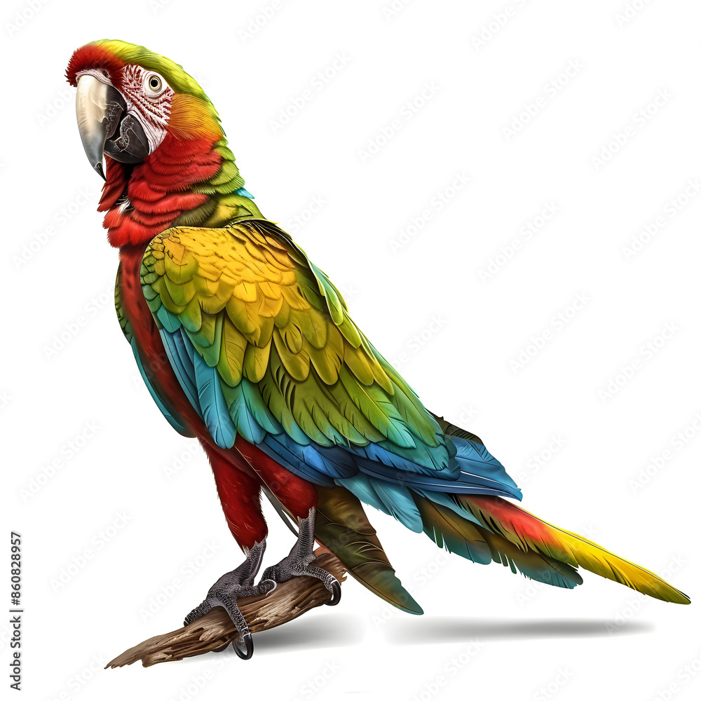 Fototapeta premium Clipart illustration of parrot on a white background. Suitable for crafting and digital design projects.[A-0001]