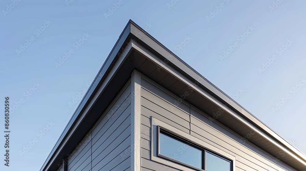 modern suburban home clad in James Hardie siding, showing its texture and color under a clear blue sky modern suburban home clad in James Hardie siding, showing its texture and color under a clear blue sky