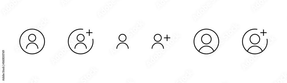 Add new user icon vector male person profile avatar with plus symbol, Add user profile icon. editable stroke Add new user icon vector male person profile avatar with plus symbol, Add user profile icon. editable stroke