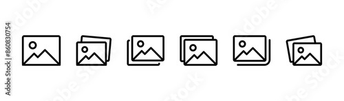 Gallery icon vector set, photo album icon, image picture symbol. Thin line gallery photo outline icons for web and mobile apps. Editable stroke