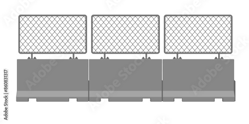 Isolated concrete barrier  on white background