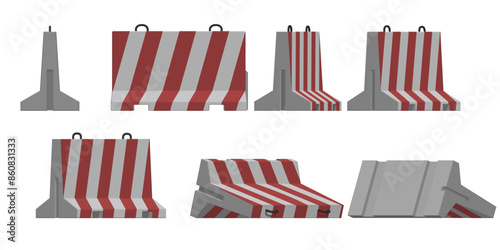 Isolated concrete barrier  on white background