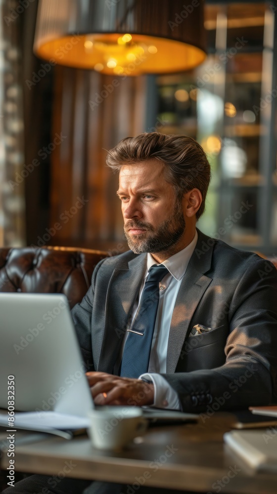 Businessman working on laptop computer Businessman working on laptop computer