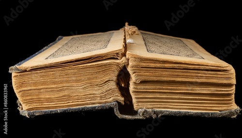 Ancient Leather-Bound Book with Yellowed Pages photo