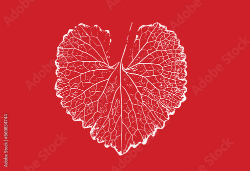 Heart shaped leaf with veins and arteries showing health and love