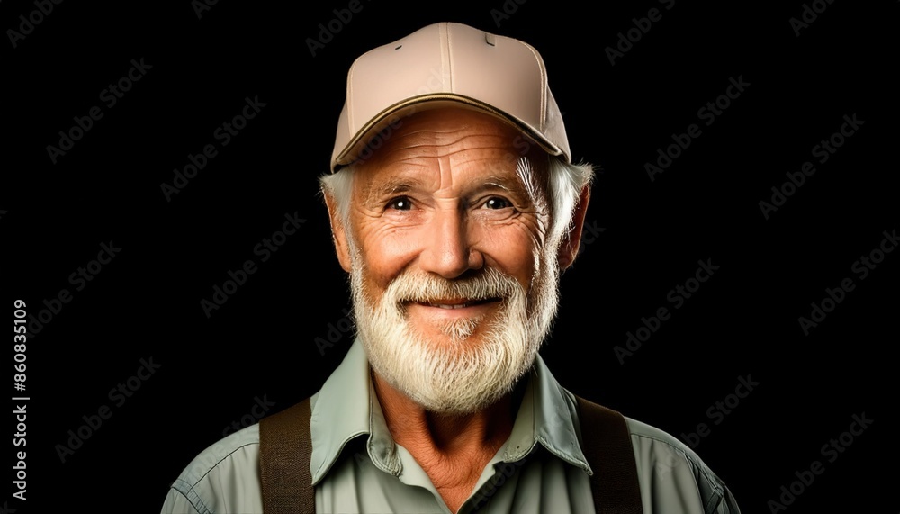 Elderly man posing with hat and smile Elderly man posing with hat and smile