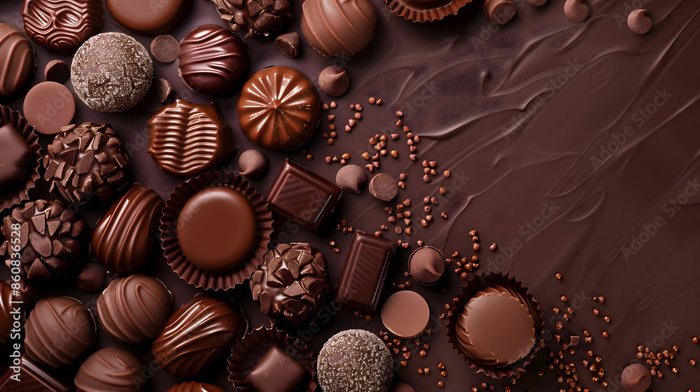 Assorted Gourmet Chocolates on a Textured Background Assorted Gourmet Chocolates on a Textured Background