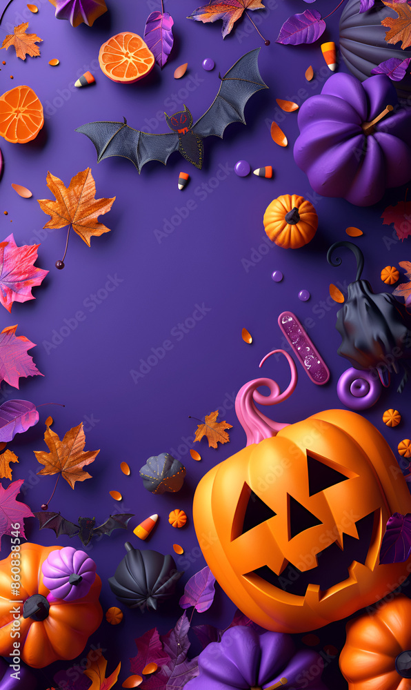 Halloween Elements in Purple and Blue Gradient Halloween Elements in Purple and Blue Gradient