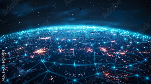 Conceptualize 6G technology advancements with futuristic illustrations of global communication networks. Illustration, Minimalism,