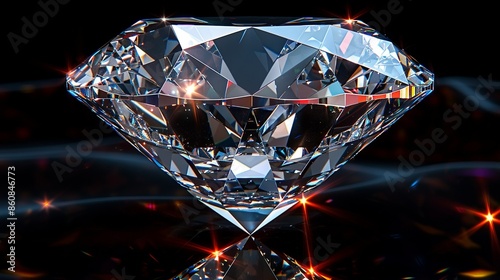 A dazzling diamond gemstone, expertly cut and shining brightly, set on a black velvet background, ideal for luxury jewelry, high-end advertisements, and fashion designs. Illustration, Minimalism,
