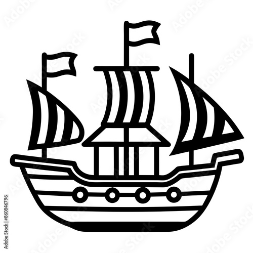 line art icon illustration of pirateship photo