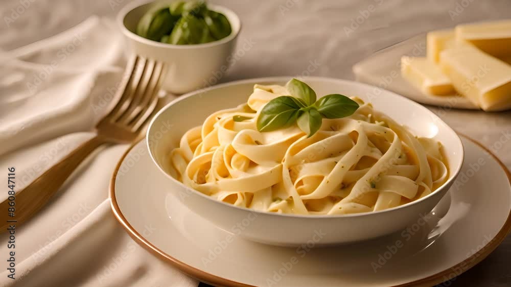 Fettuccine Alfredo With Basil Generative AI Fettuccine Alfredo With Basil Generative AI
