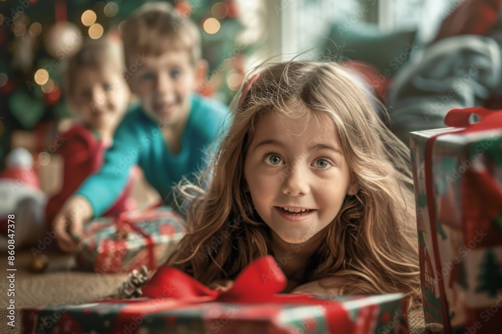 Little Children Opening Christmas Gifts | Festive Morning, Joyful Kids, Holiday Celebration