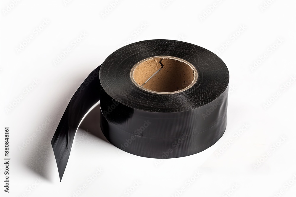 Black adhesive tape isolated on white background