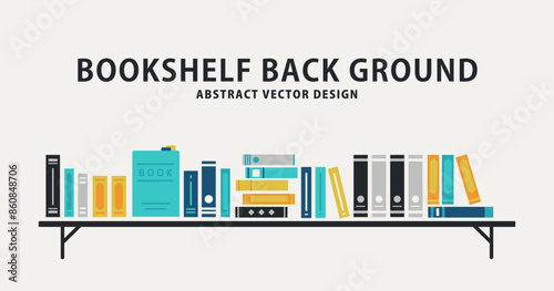 シェルフに並ぶ本  書籍 ビジネス 読書 趣味 インテリア 図書館 勉強 学習 知識 1:1.191 背景イラスト	シンプル 

