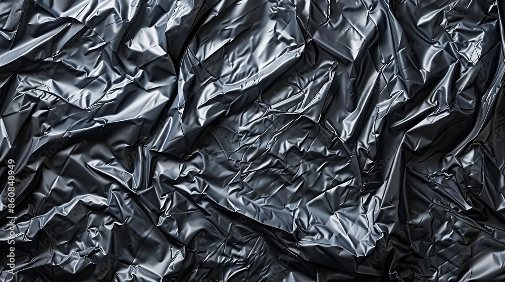 Close up crumpled black polyethylene texture background Close up crumpled black polyethylene texture background