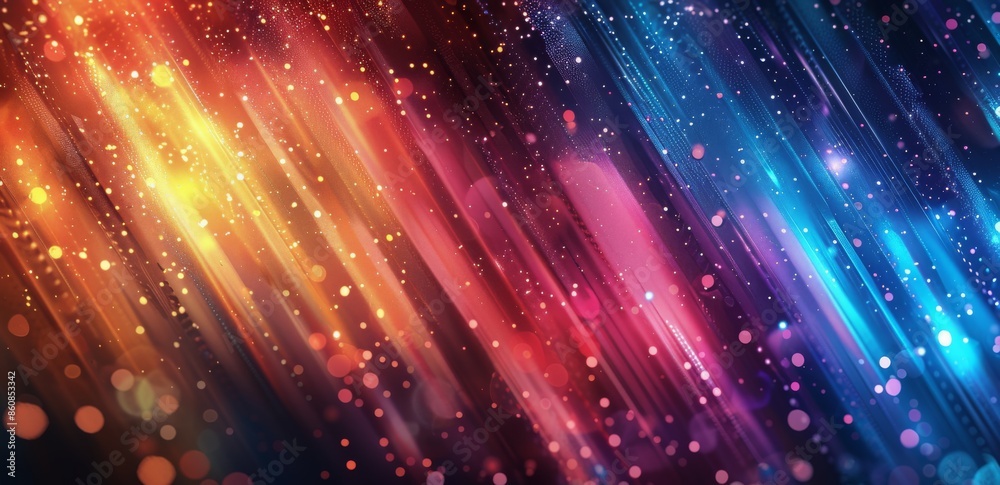 Abstract Colorful Light Streaks and Bokeh on Black Background Abstract Colorful Light Streaks and Bokeh on Black Background