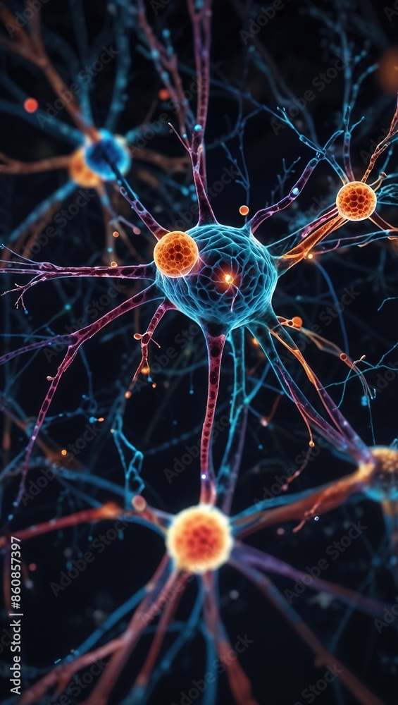 Neural network in motion, highlighting the cognitive function of the human brain and the concept of nerve cells in action. Neural network in motion, highlighting the cognitive function of the human brain and the concept of nerve cells in action.