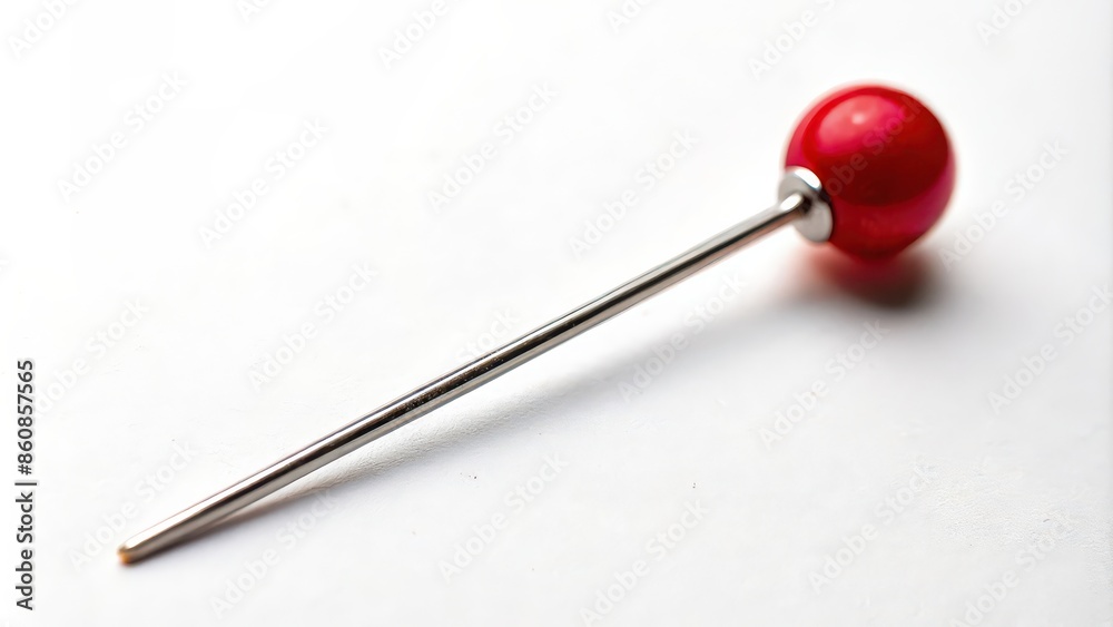 Single isolated Needle Pin with red head, needle, pin, isolated, red, sewing, craft, sharp, tool, metal, object, accessory Single isolated Needle Pin with red head, needle, pin, isolated, red, sewing, craft, sharp, tool, metal, object, accessory