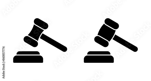 Gavel icon vector isolated on white background. Hammer icon vector. Judge Gavel Auction Icon Vector. Bid