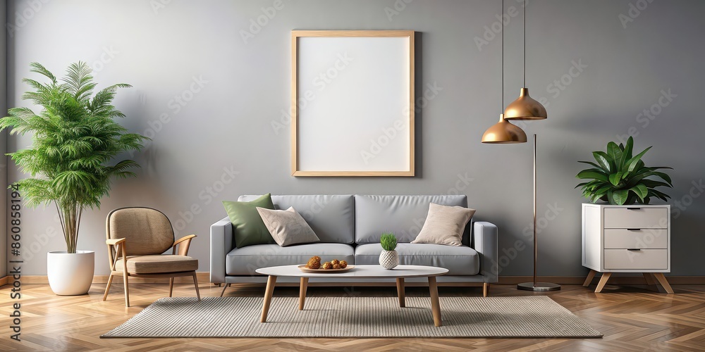 Minimalist living room wall poster mockup with a modern ISO A paper size design for stylish home decor , minimalist Minimalist living room wall poster mockup with a modern ISO A paper size design for stylish home decor , minimalist