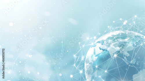 Global Digital Network on Light Blue Background