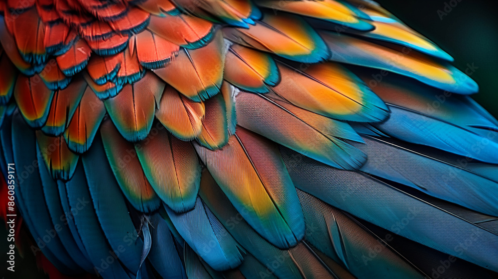 Obraz premium macaw feathers showcase nature abstract beauty, AI Generative.