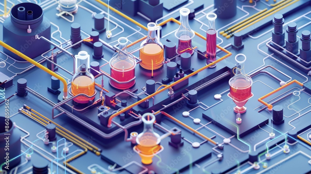 the process of chemical spectrophotometry, showing light absorption