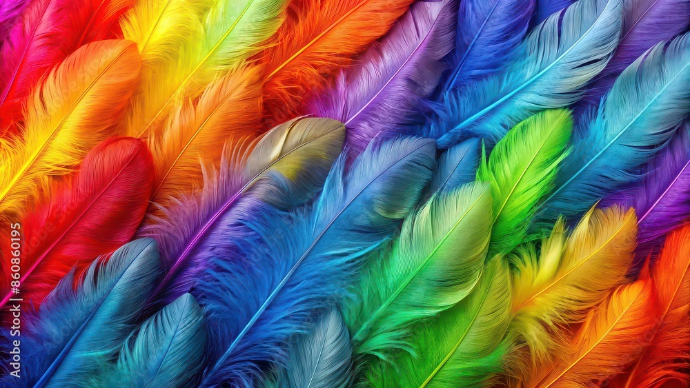 Vibrant feather pattern in a rainbow of colors, feathers, colorful, pattern, vibrant, rainbow, texture Vibrant feather pattern in a rainbow of colors, feathers, colorful, pattern, vibrant, rainbow, texture
