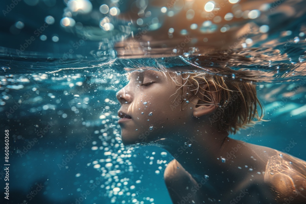 Young Boy Swimming Underwater in Ocean | Joy of Swimming, Water Sports, Marine Life Beauty Young Boy Swimming Underwater in Ocean | Joy of Swimming, Water Sports, Marine Life Beauty