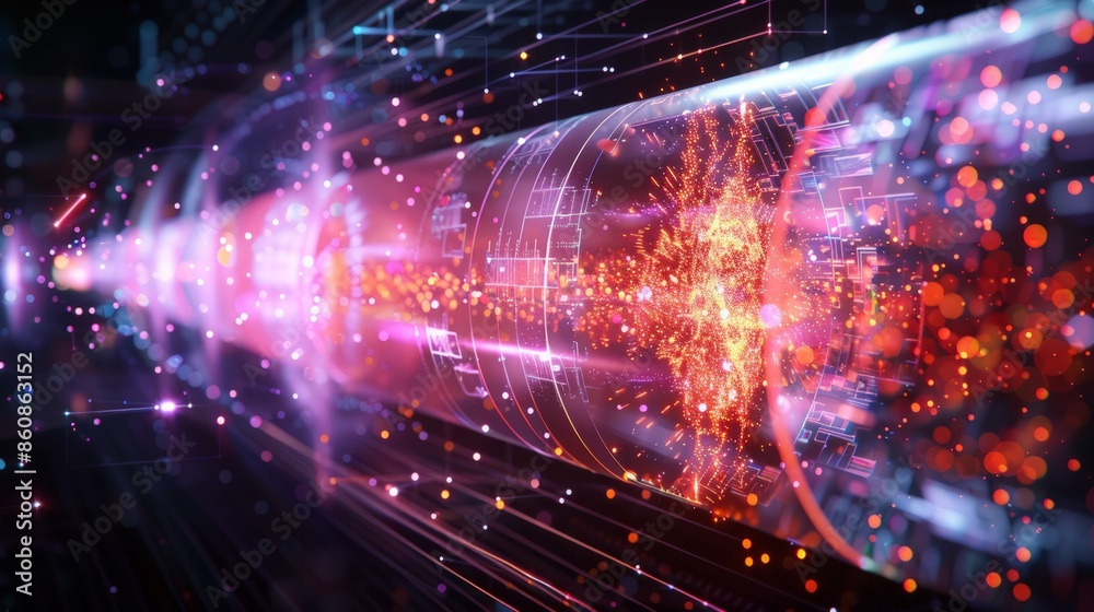 the process of particle physics, showing hadrons, leptons, and quark ...