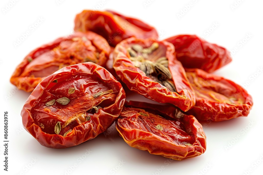 Dried tomatoes isolated on white background Dried tomatoes isolated on white background