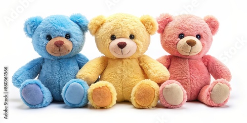 Three cute teddy bears in different colors , teddy bear, plush, toy, trio, three, colorful, soft, cuddly, group © lapeepon