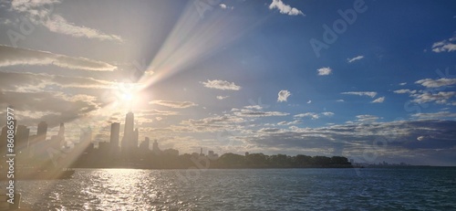 sunset over the city