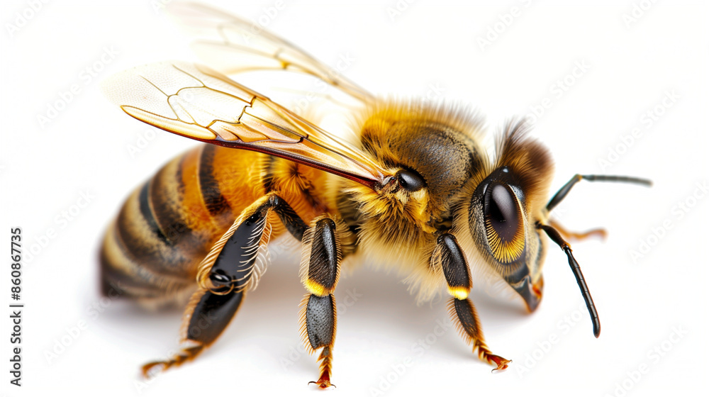 a honey bee isolated on white background 