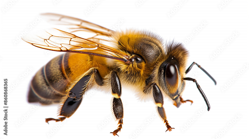 a honey bee isolated on white background a honey bee isolated on white background