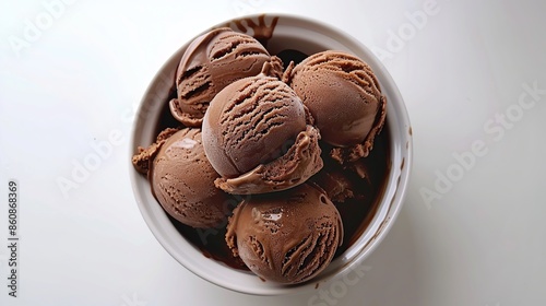 Chocolate Ice Cream Scoops in a Bowl